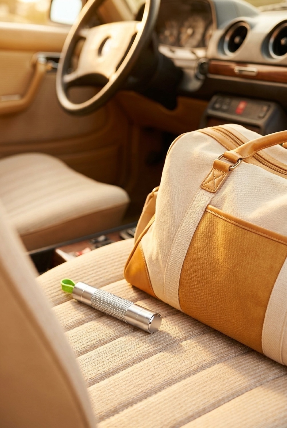 Car Escape Hammer in a calm bright entryway in soft golden-hour light
