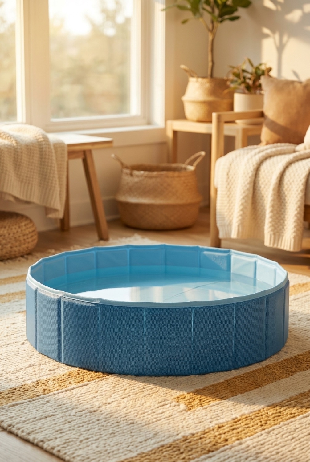 jasonwell dog bath pool in a cosy home pet corner in soft golden-hour light