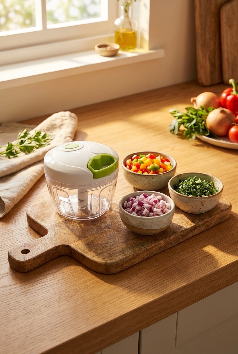 Vegetable Chopper in soft golden-hour light